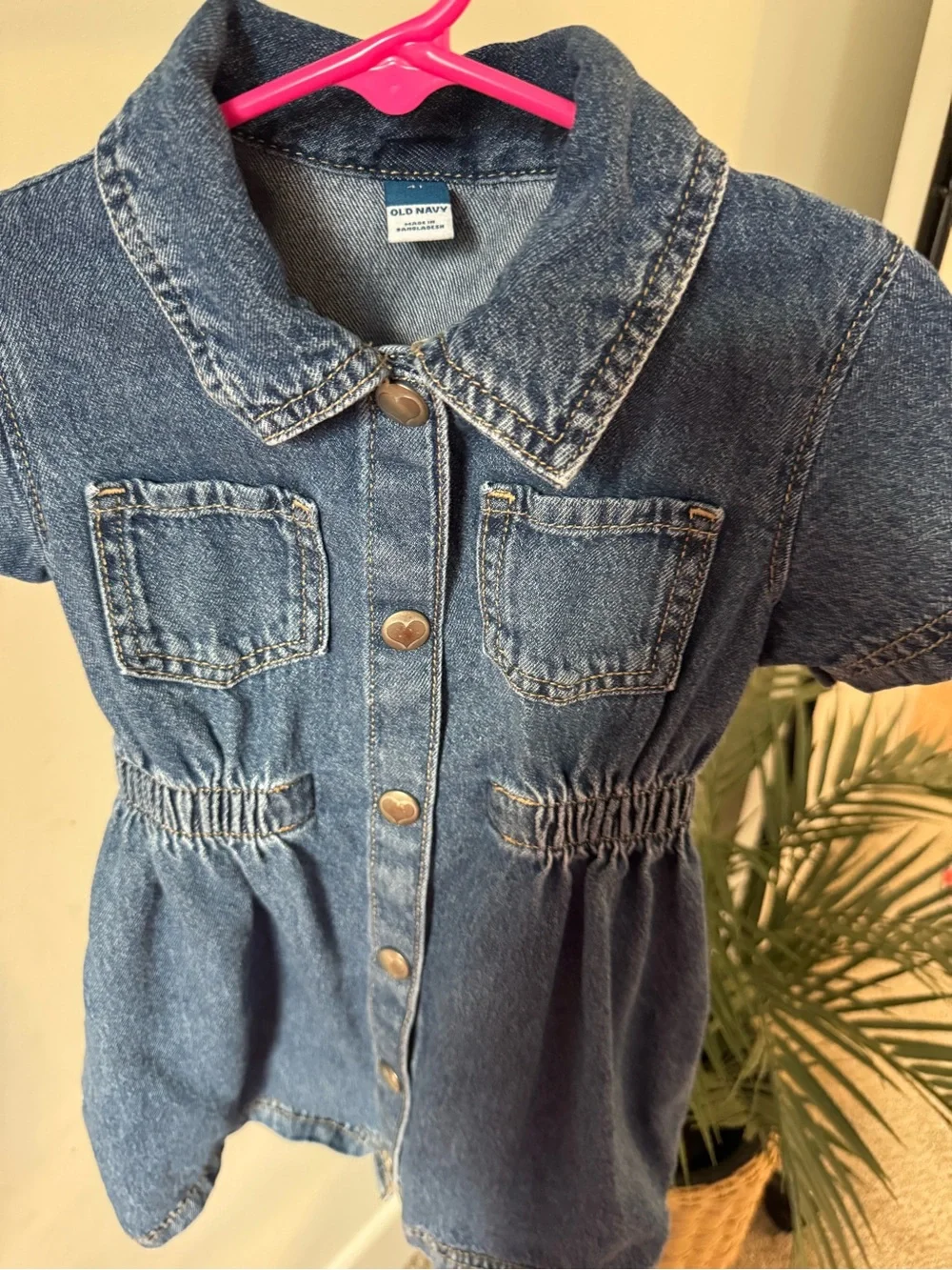 Old Navy Girls Denim Shirt Dress 4T Button Front Chambray Dress